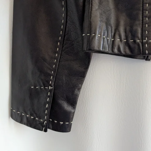 INC Black Leather Lined Jacket with Stitch Detailing - M - Picture 9 of 14